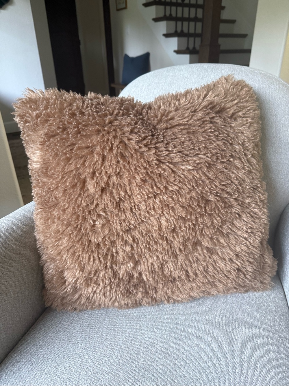 2 Pottery Barn Dream Faux Fur Pillow Covers in Cognac - Picture 2 of 7